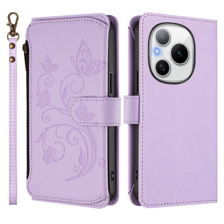 For Honor Power 5G Butterfly Love Flower Multi-card Zipper Wallet Leather Phone Case