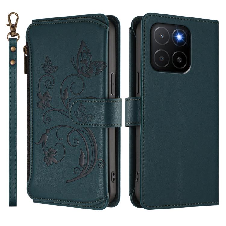 For Honor X5b 4G / X5b Plus 4G Butterfly Love Flower Multi-card Zipper Wallet Leather Phone Case