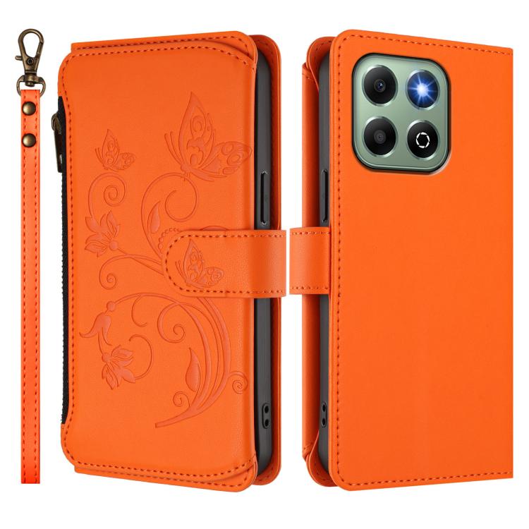 For Honor X6b 4G / X6a 4G Butterfly Love Flower Multi-card Zipper Wallet Leather Phone Case