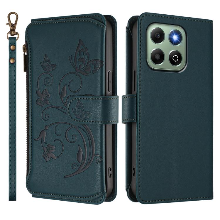 For Honor X6b 4G / X6a 4G Butterfly Love Flower Multi-card Zipper Wallet Leather Phone Case