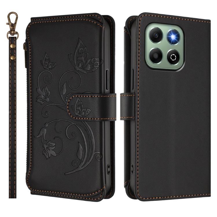 For Honor X6b 4G / X6a 4G Butterfly Love Flower Multi-card Zipper Wallet Leather Phone Case