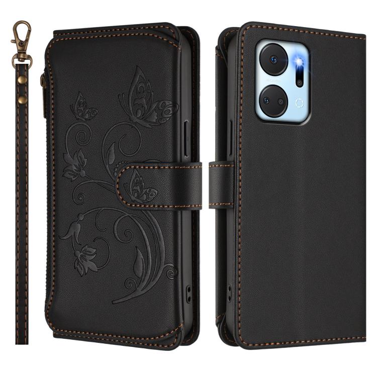 For Honor X7a 4G / Play7T 5G Butterfly Love Flower Multi-card Zipper Wallet Leather Phone Case
