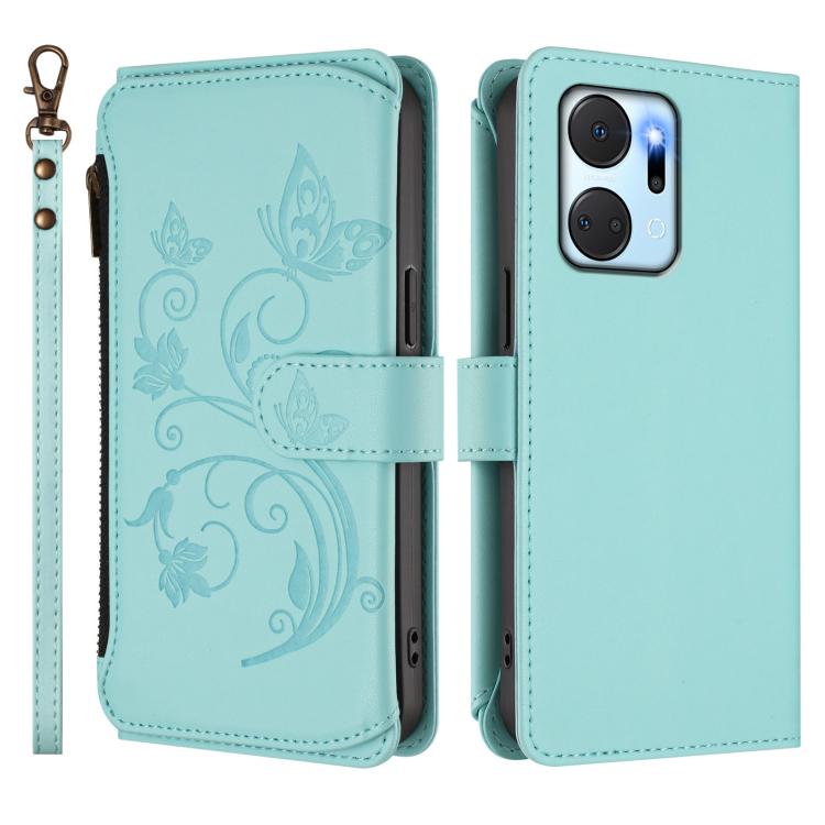 For Honor X7a 4G / Play7T 5G Butterfly Love Flower Multi-card Zipper Wallet Leather Phone Case