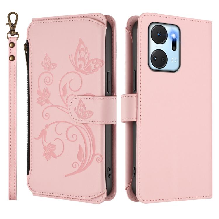 For Honor X7a 4G / Play7T 5G Butterfly Love Flower Multi-card Zipper Wallet Leather Phone Case
