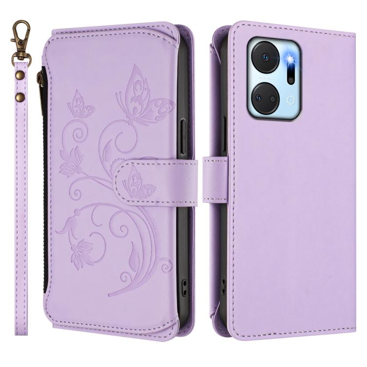 For Honor X7a 4G / Play7T 5G Butterfly Love Flower Multi-card Zipper Wallet Leather Phone Case