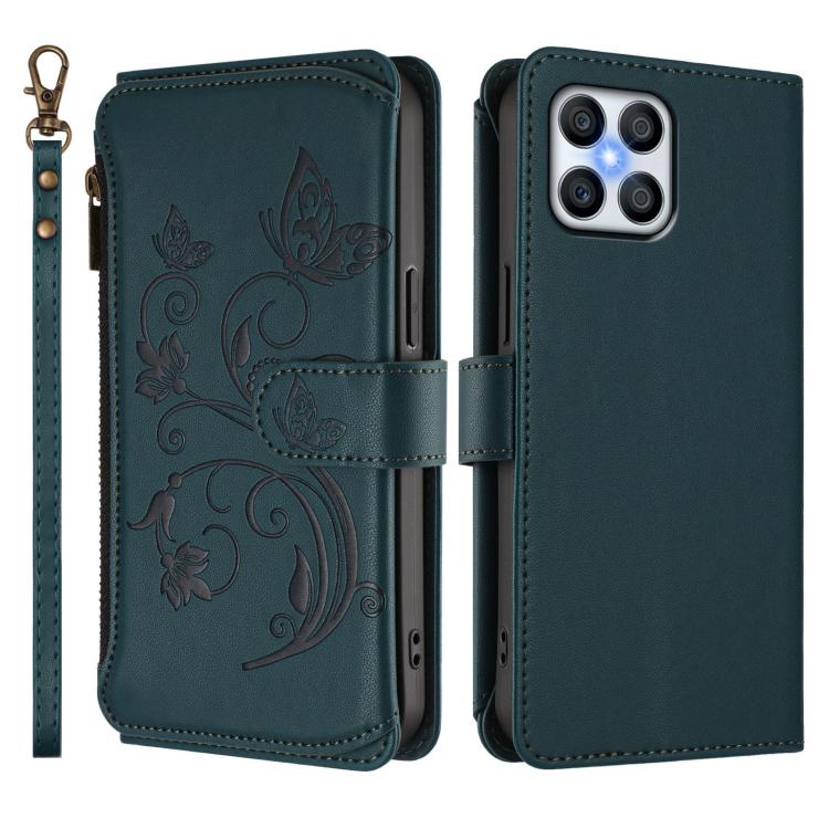 For Honor X8 4G / X30i 5G Butterfly Love Flower Multi-card Zipper Wallet Leather Phone Case