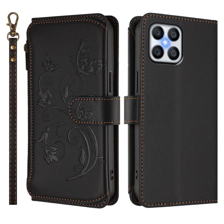 For Honor X8 4G / X30i 5G Butterfly Love Flower Multi-card Zipper Wallet Leather Phone Case
