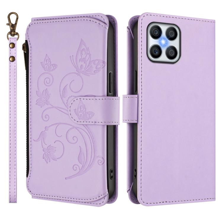 For Honor X8 4G / X30i 5G Butterfly Love Flower Multi-card Zipper Wallet Leather Phone Case