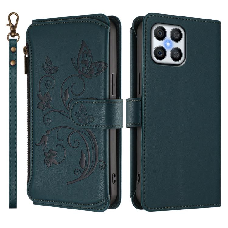 For Honor X8 5G / X6 5G / X8a 5G Butterfly Love Flower Multi-card Zipper Wallet Leather Phone Case