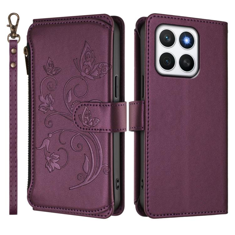 For Honor X8c 4G Butterfly Love Flower Multi-card Zipper Wallet Leather Phone Case