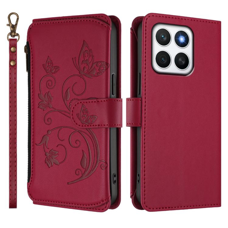 For Honor X8c 4G Butterfly Love Flower Multi-card Zipper Wallet Leather Phone Case
