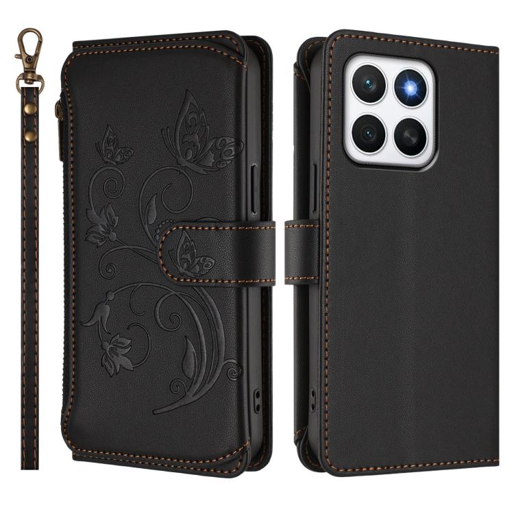 For Honor X8c 4G Butterfly Love Flower Multi-card Zipper Wallet Leather Phone Case