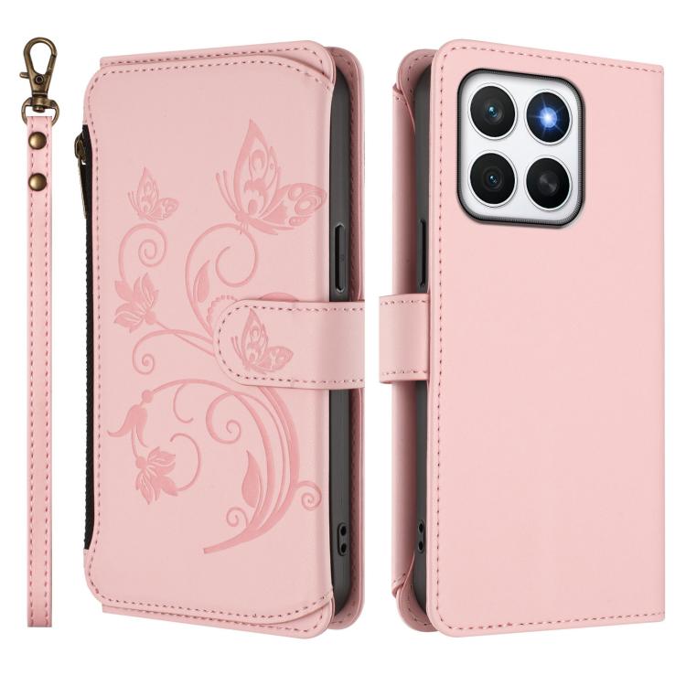 For Honor X8c 4G Butterfly Love Flower Multi-card Zipper Wallet Leather Phone Case