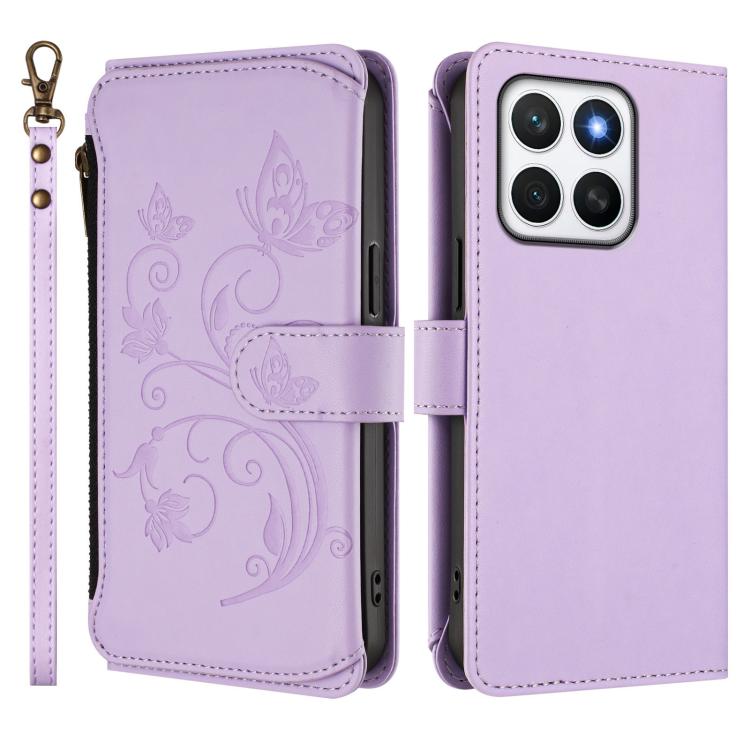 For Honor X8c 4G Butterfly Love Flower Multi-card Zipper Wallet Leather Phone Case