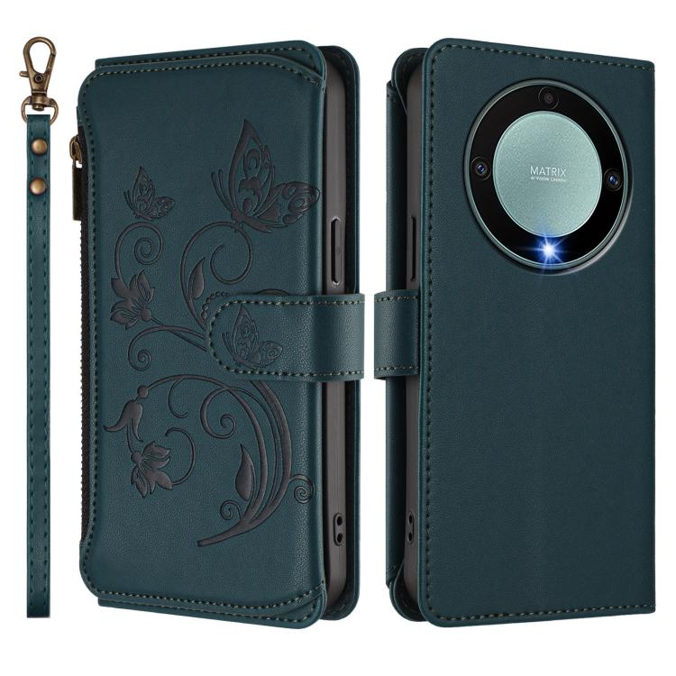For Honor X9a 5G / Magic5 Lite / X40 Butterfly Love Flower Multi-card Zipper Wallet Leather Phone Case