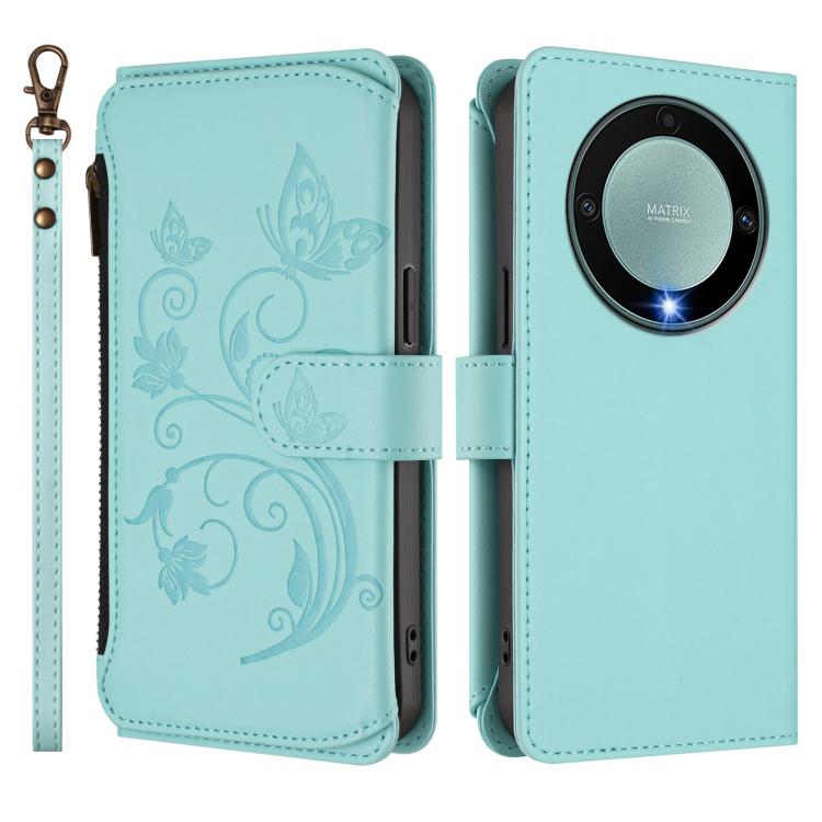 For Honor X9a 5G / Magic5 Lite / X40 Butterfly Love Flower Multi-card Zipper Wallet Leather Phone Case