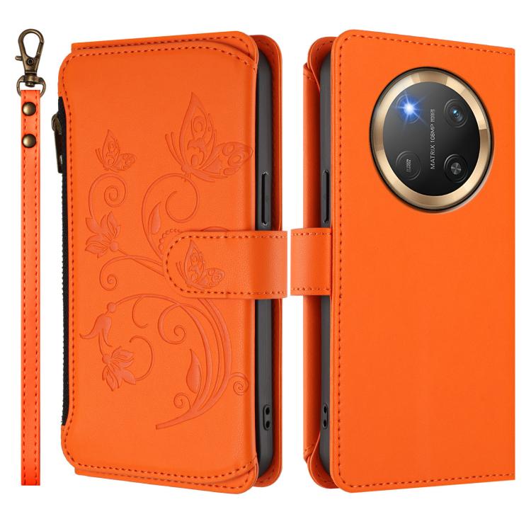 For Honor X9c 5G / Magic7 Lite Butterfly Love Flower Multi-card Zipper Wallet Leather Phone Case