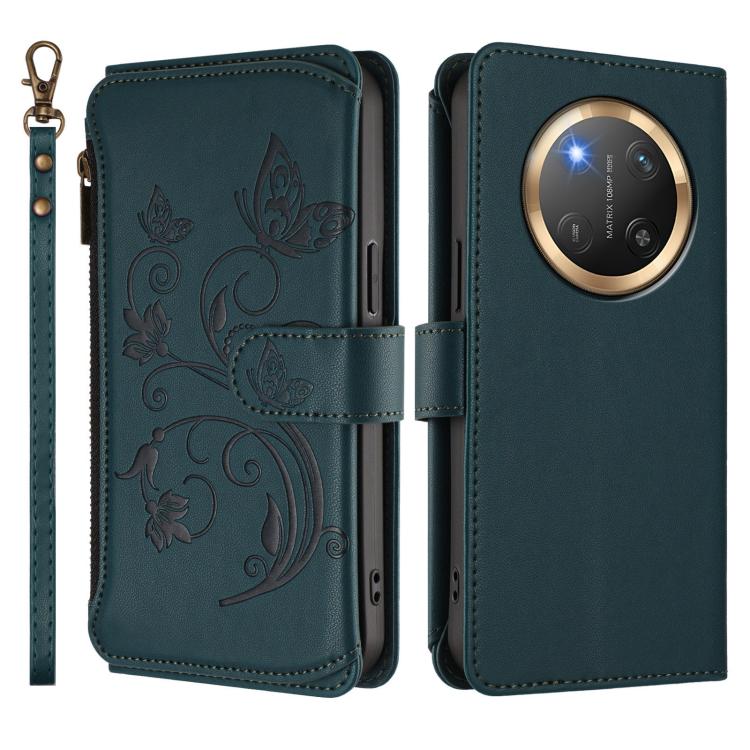 For Honor X9c 5G / Magic7 Lite Butterfly Love Flower Multi-card Zipper Wallet Leather Phone Case
