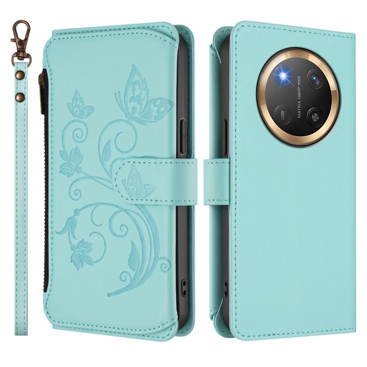 For Honor X9c 5G / Magic7 Lite Butterfly Love Flower Multi-card Zipper Wallet Leather Phone Case