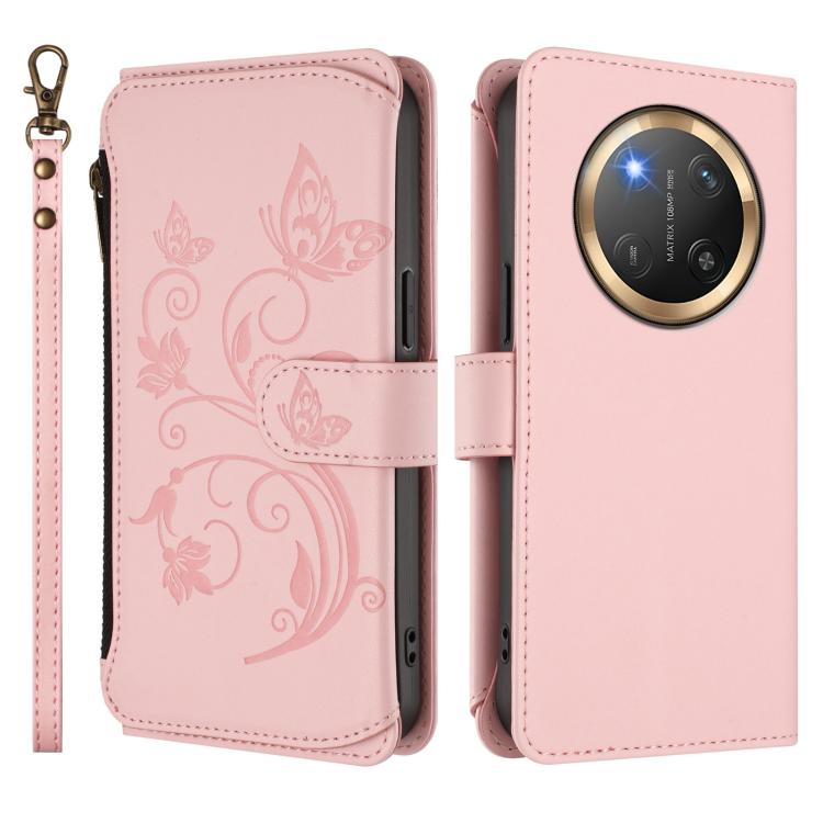 For Honor X9c 5G / Magic7 Lite Butterfly Love Flower Multi-card Zipper Wallet Leather Phone Case