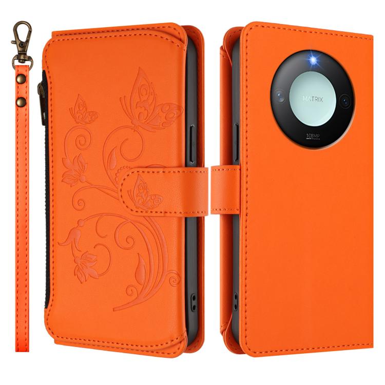 For Honor X9c Smart 5G / X60 Butterfly Love Flower Multi-card Zipper Wallet Leather Phone Case
