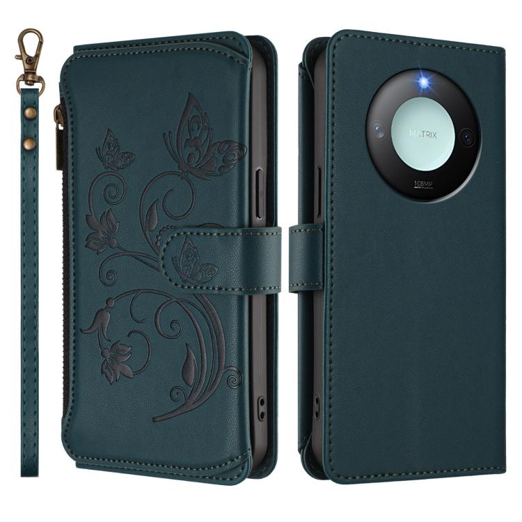 For Honor X9c Smart 5G / X60 Butterfly Love Flower Multi-card Zipper Wallet Leather Phone Case