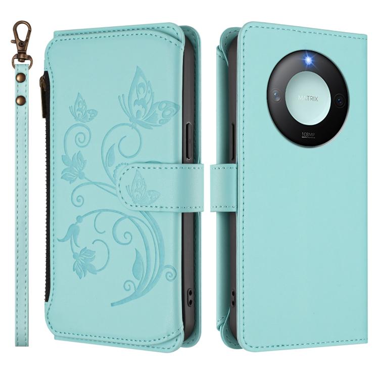 For Honor X9c Smart 5G / X60 Butterfly Love Flower Multi-card Zipper Wallet Leather Phone Case