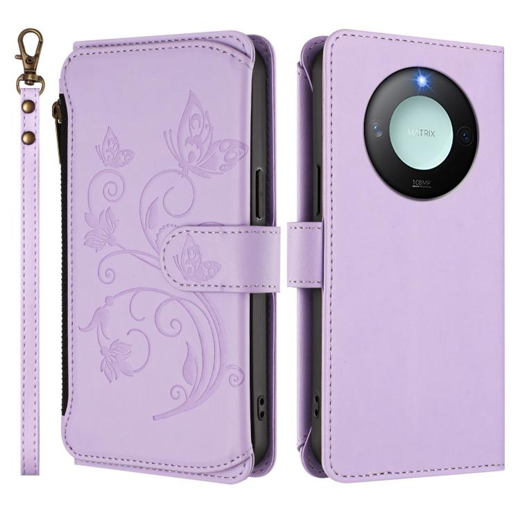 For Honor X9c Smart 5G / X60 Butterfly Love Flower Multi-card Zipper Wallet Leather Phone Case