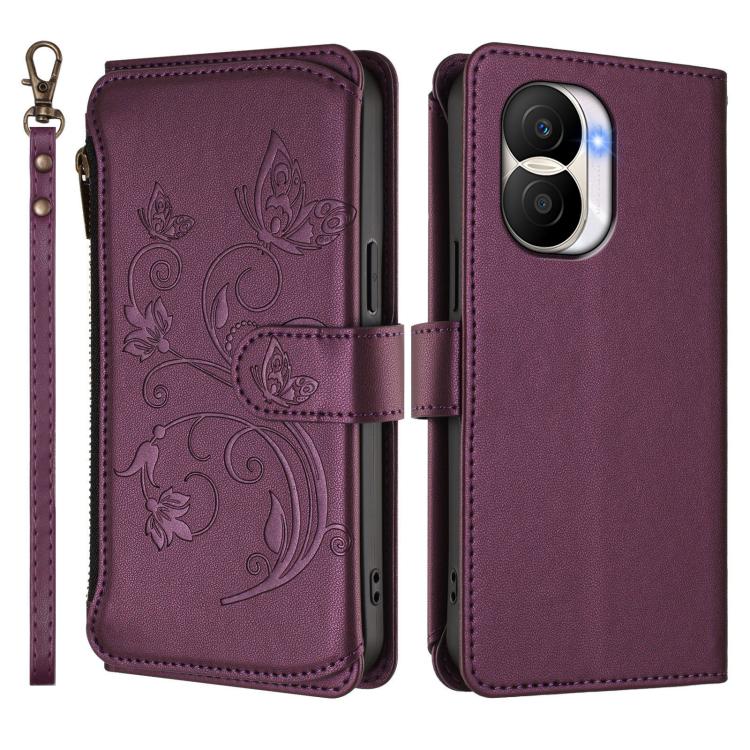 For Honor X40i 5G Butterfly Love Flower Multi-card Zipper Wallet Leather Phone Case
