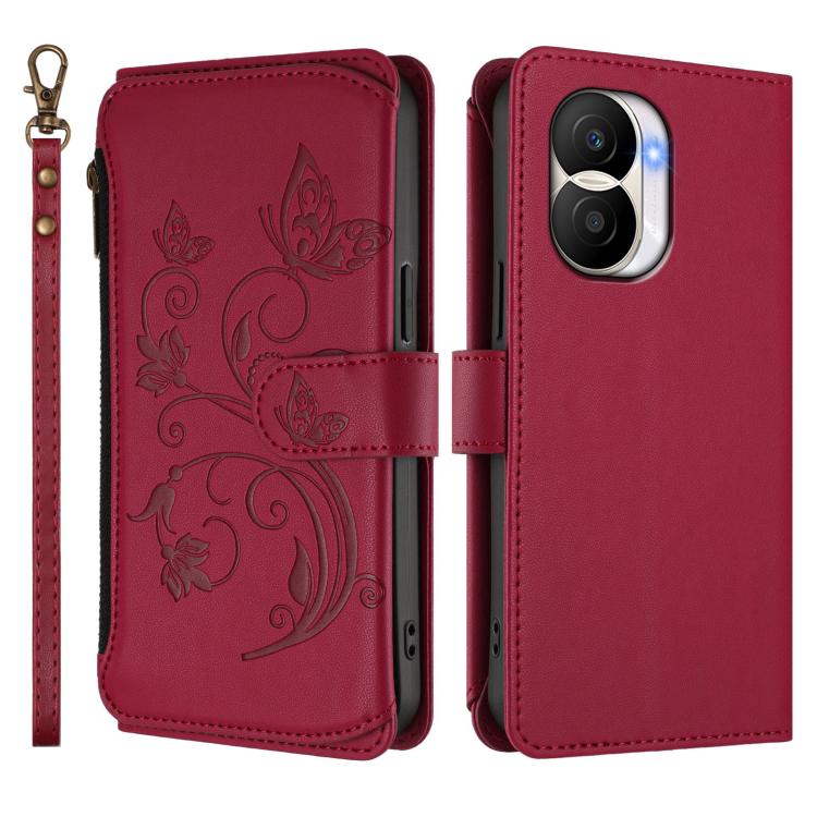 For Honor X40i 5G Butterfly Love Flower Multi-card Zipper Wallet Leather Phone Case