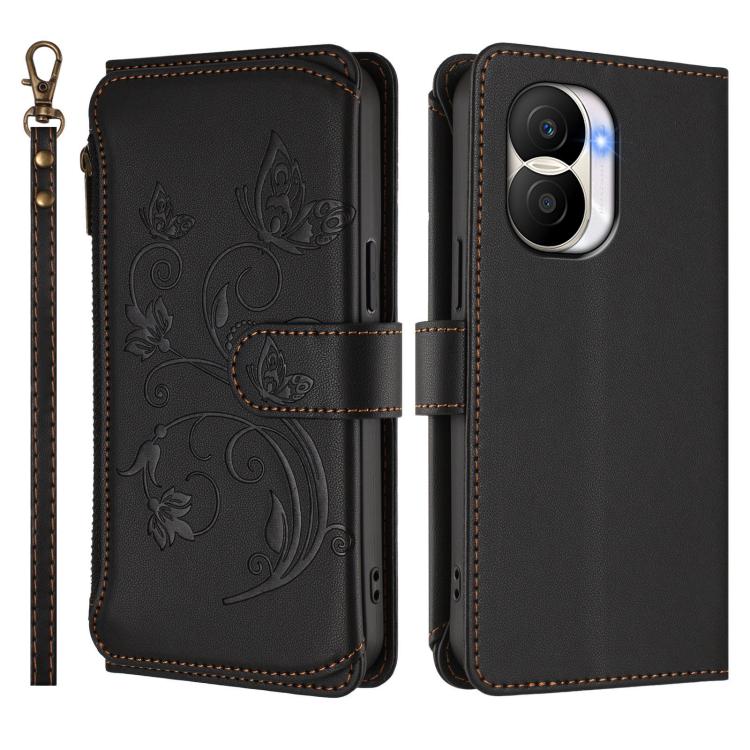 For Honor X40i 5G Butterfly Love Flower Multi-card Zipper Wallet Leather Phone Case