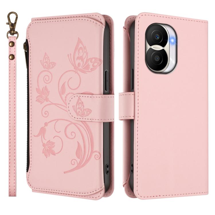 For Honor X40i 5G Butterfly Love Flower Multi-card Zipper Wallet Leather Phone Case