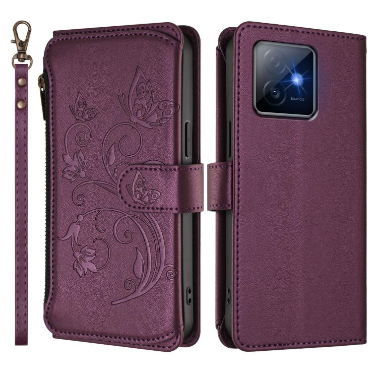 For Honor X60 GT 5G Butterfly Love Flower Multi-card Zipper Wallet Leather Phone Case
