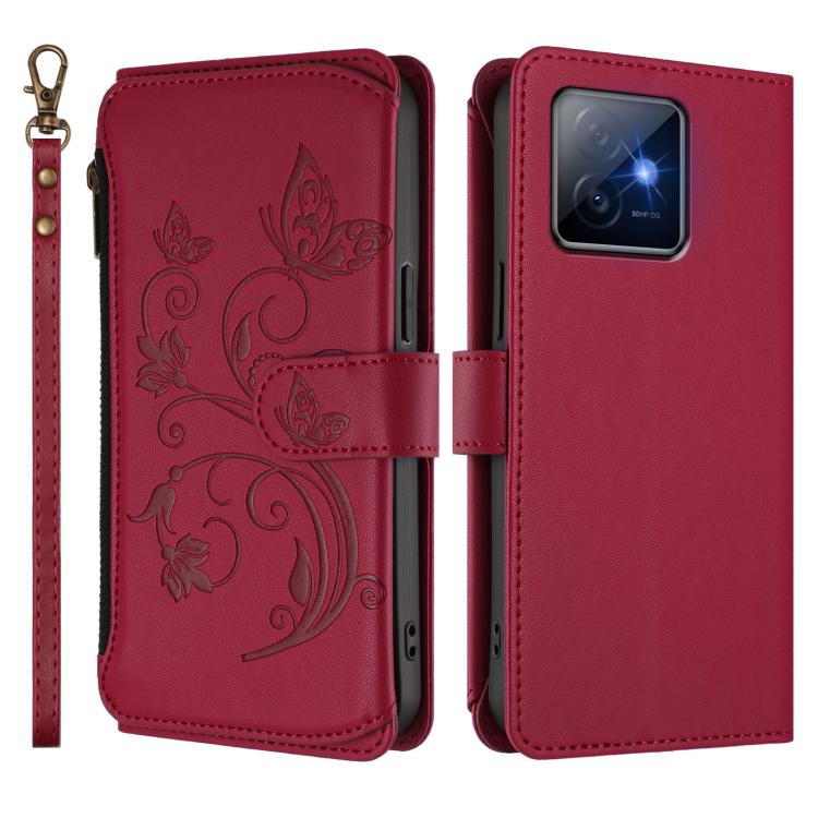 For Honor X60 GT 5G Butterfly Love Flower Multi-card Zipper Wallet Leather Phone Case