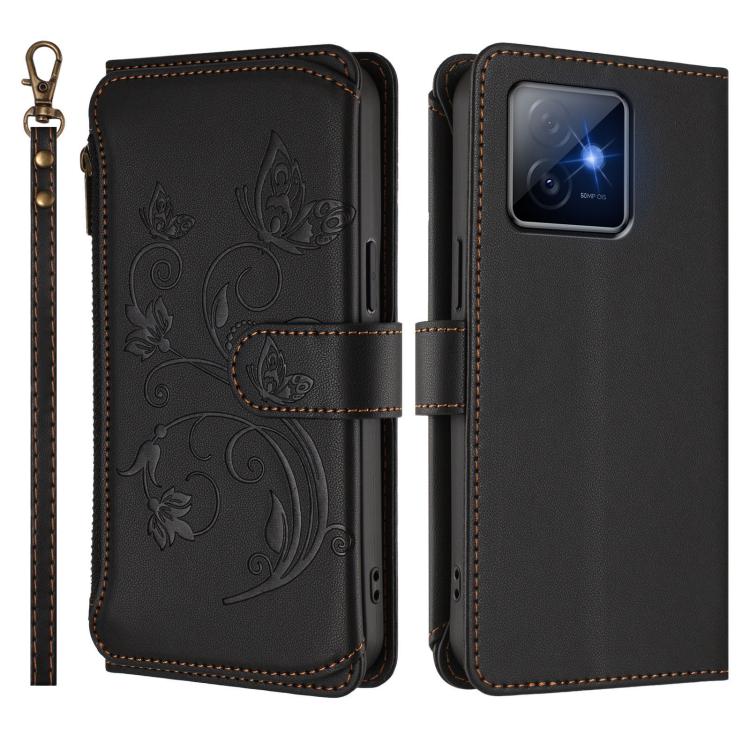 For Honor X60 GT 5G Butterfly Love Flower Multi-card Zipper Wallet Leather Phone Case