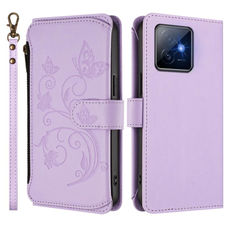 For Honor X60 GT 5G Butterfly Love Flower Multi-card Zipper Wallet Leather Phone Case