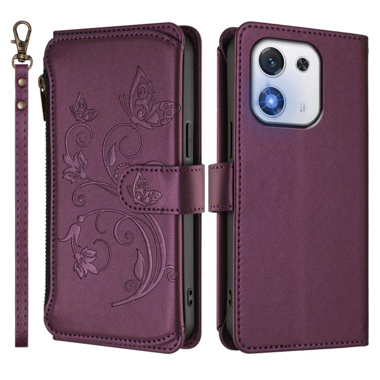 For Honor X70i 5G Butterfly Love Flower Multi-card Zipper Wallet Leather Phone Case