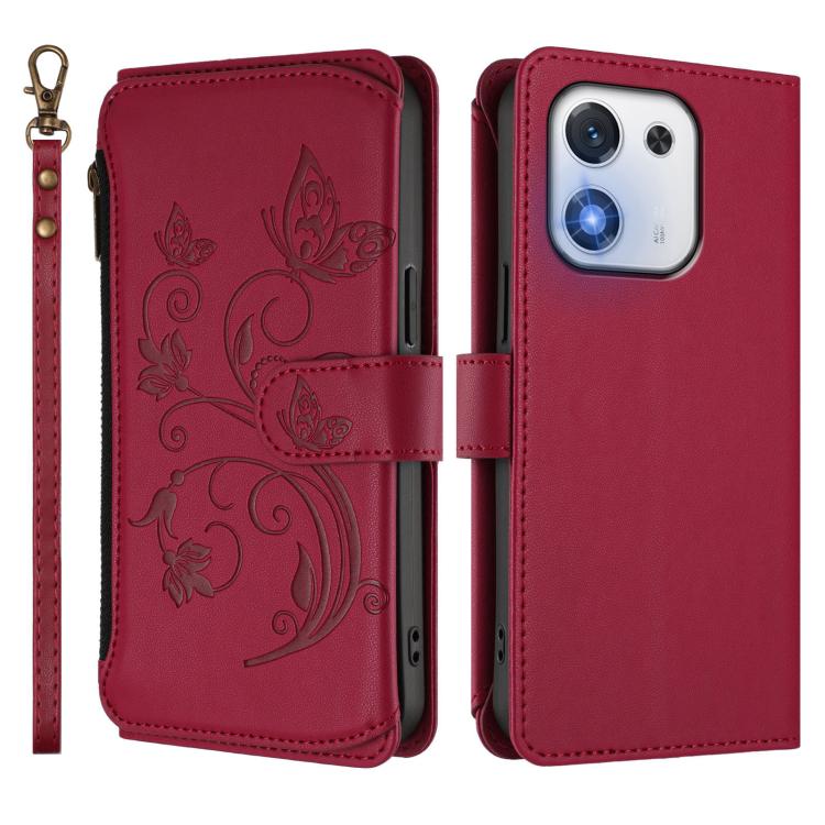 For Honor X70i 5G Butterfly Love Flower Multi-card Zipper Wallet Leather Phone Case