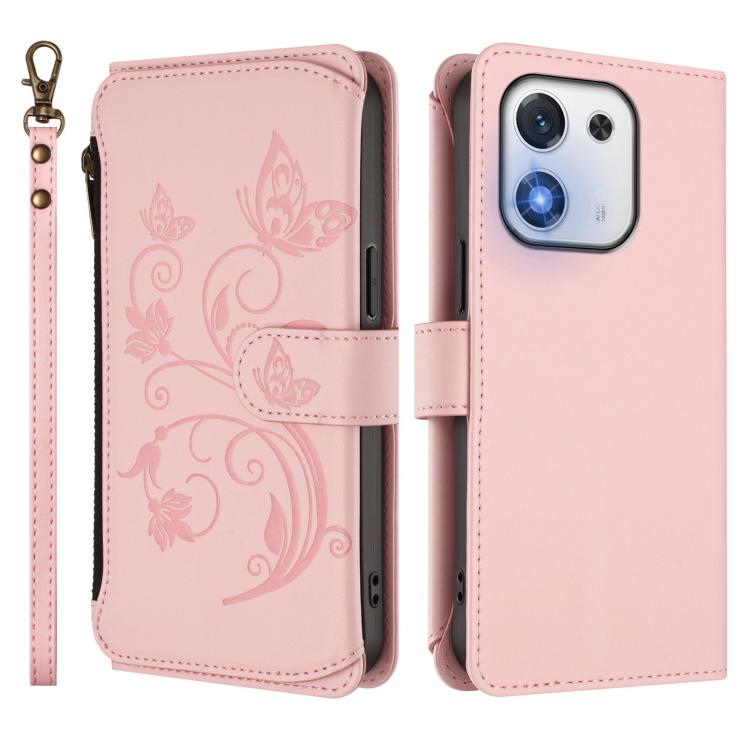 For Honor X70i 5G Butterfly Love Flower Multi-card Zipper Wallet Leather Phone Case