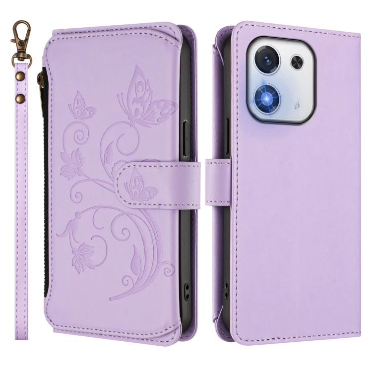 For Honor X70i 5G Butterfly Love Flower Multi-card Zipper Wallet Leather Phone Case