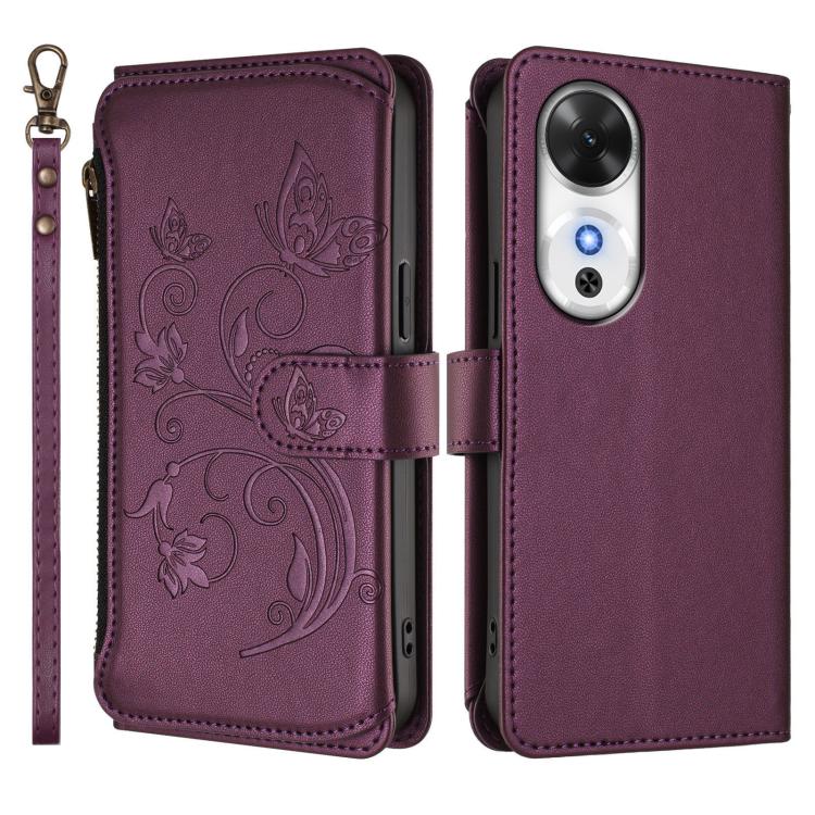 For Honor Play 60 5G Butterfly Love Flower Multi-card Zipper Wallet Leather Phone Case