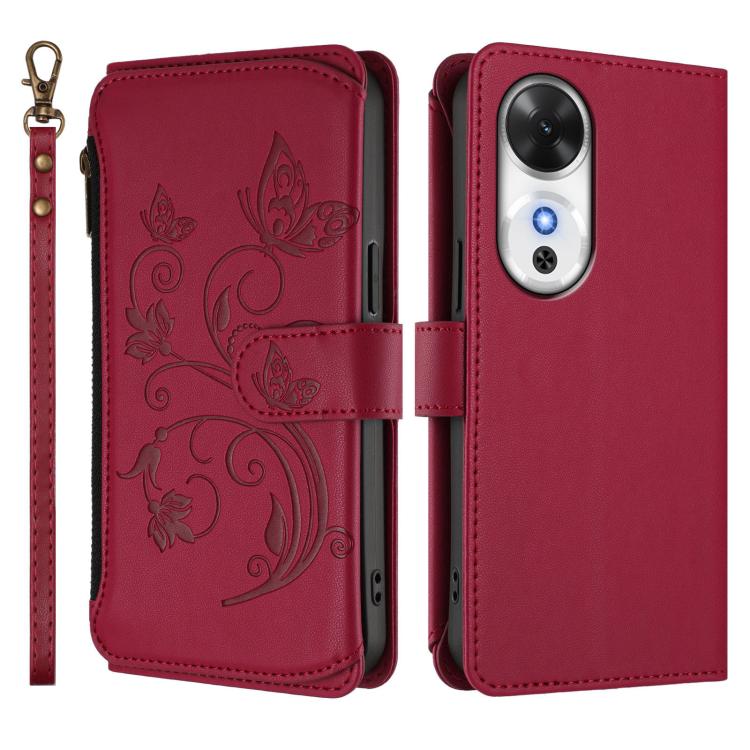 For Honor Play 60 5G Butterfly Love Flower Multi-card Zipper Wallet Leather Phone Case