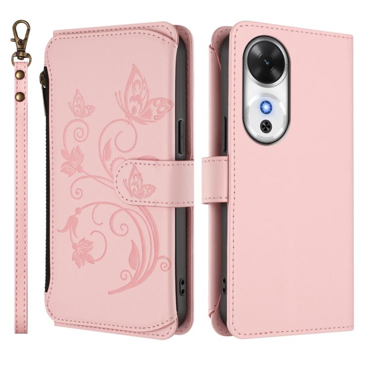 For Honor Play 60 5G Butterfly Love Flower Multi-card Zipper Wallet Leather Phone Case