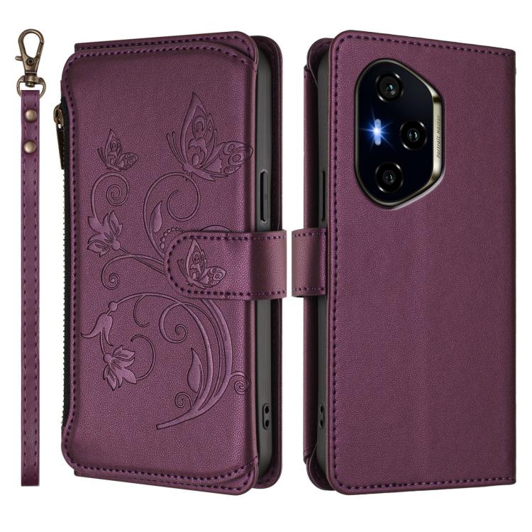 For Honor 300 Pro / 300 Ultra Butterfly Love Flower Multi-card Zipper Wallet Leather Phone Case