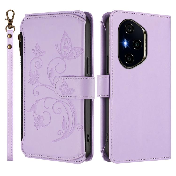 For Honor 300 Pro / 300 Ultra Butterfly Love Flower Multi-card Zipper Wallet Leather Phone Case