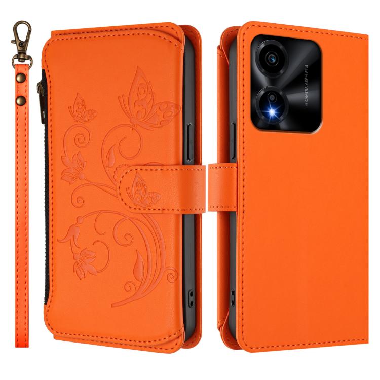 For Honor X5c Plus Butterfly Love Flower Multi-card Zipper Wallet Leather Phone Case