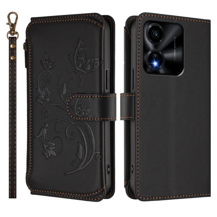 For Honor X5c Plus Butterfly Love Flower Multi-card Zipper Wallet Leather Phone Case