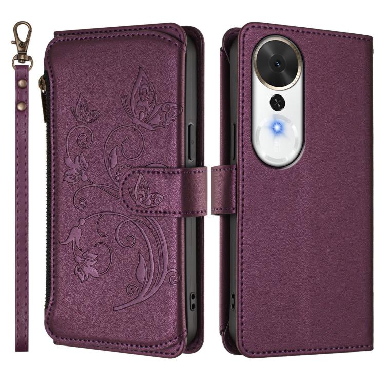 For Honor Play 70 Plus Butterfly Love Flower Multi-card Zipper Wallet Leather Phone Case