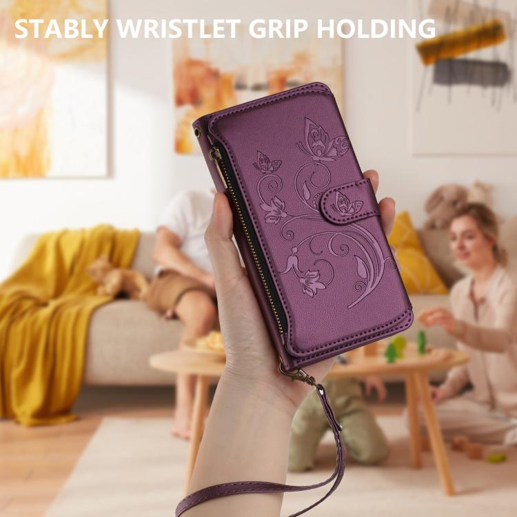For Honor Play 70 Plus Butterfly Love Flower Multi-card Zipper Wallet Leather Phone Case