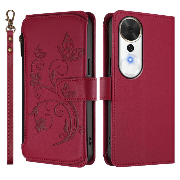 For Honor Play 70 Plus Butterfly Love Flower Multi-card Zipper Wallet Leather Phone Case